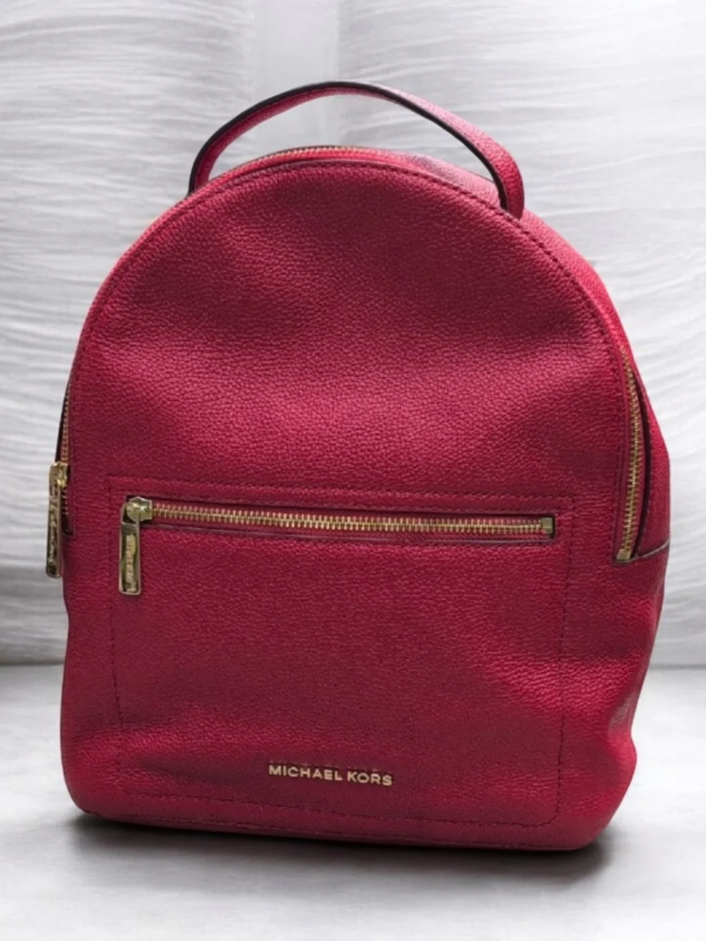 Michael Kors Jessa Red Pebbled Leather Backpack with Gold Hardware like new